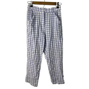 Urban Outfitters Gingham High Rise Pants Size Medium White & Purple Viscose Wm's